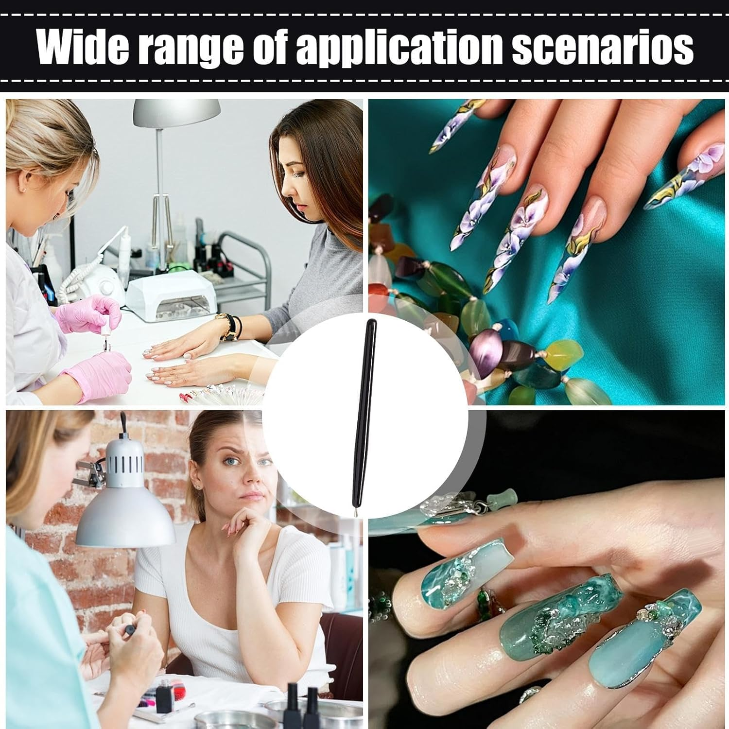 Rhinestone Pen, Magnetic Rhinestone Applicator Picker Tool, Nail Dotting Tool, Pickup Professional Strong Magnet Pen for Travel Art Girl Salon Home (Black) - Black image number 3