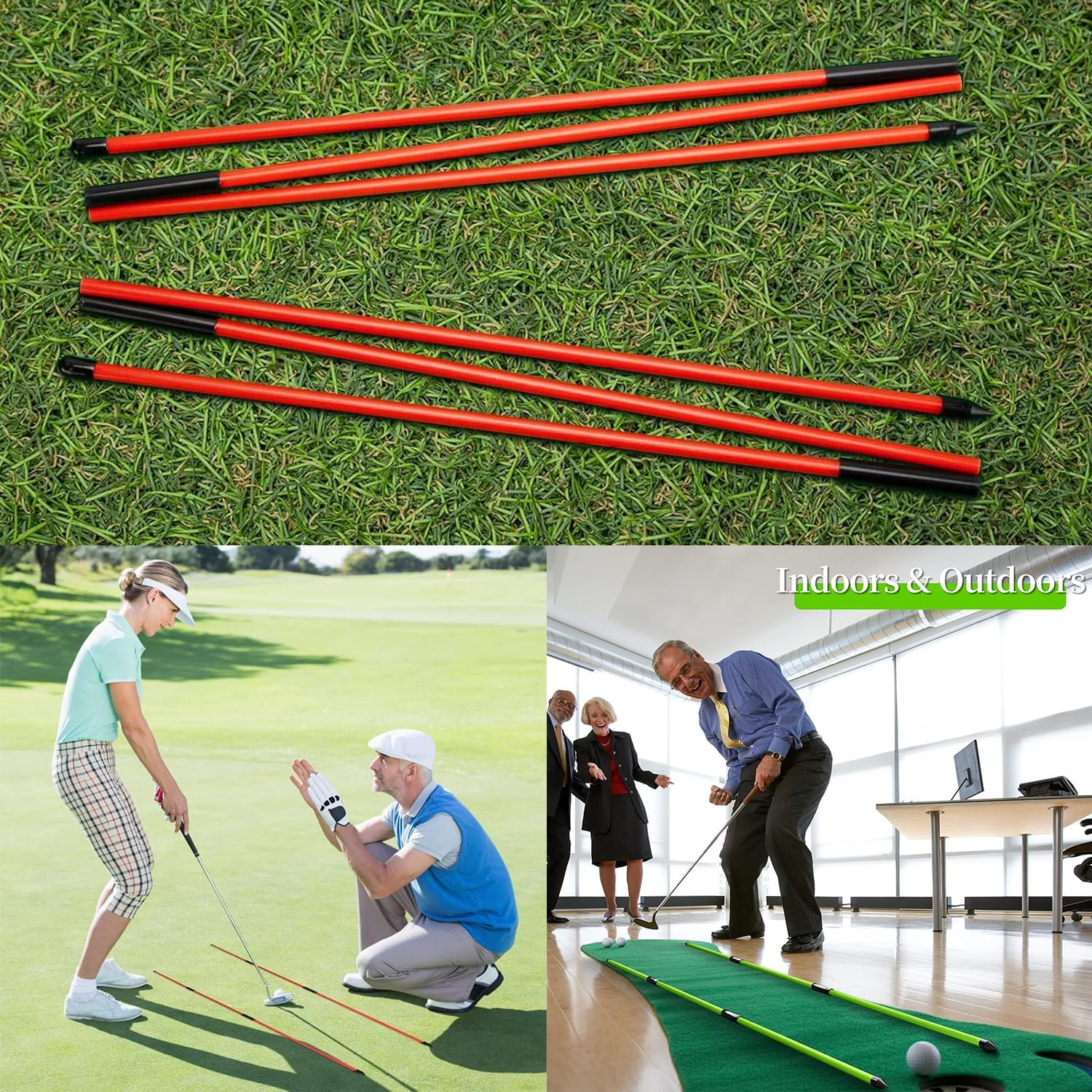 Taicols Golf Alignment Stick, 2Pcs Collapsible Golf Practice Rods, Full Swing Trainer Golf Indicator Posture Corrector with Clear Tube Case Portable Golf Training Equipment for Aiming Putting - Red image number 7
