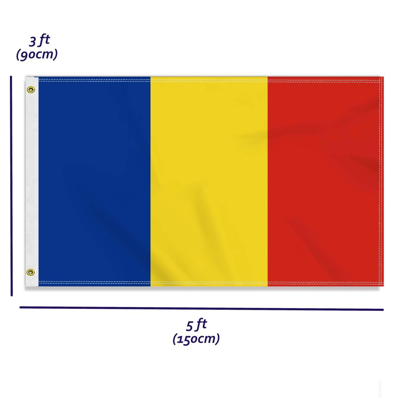 Large 3&times;5 FT Romania Flag, Big Romanian100D National Outdoor Banner,Decorgarden with Brass Gromment image number 2