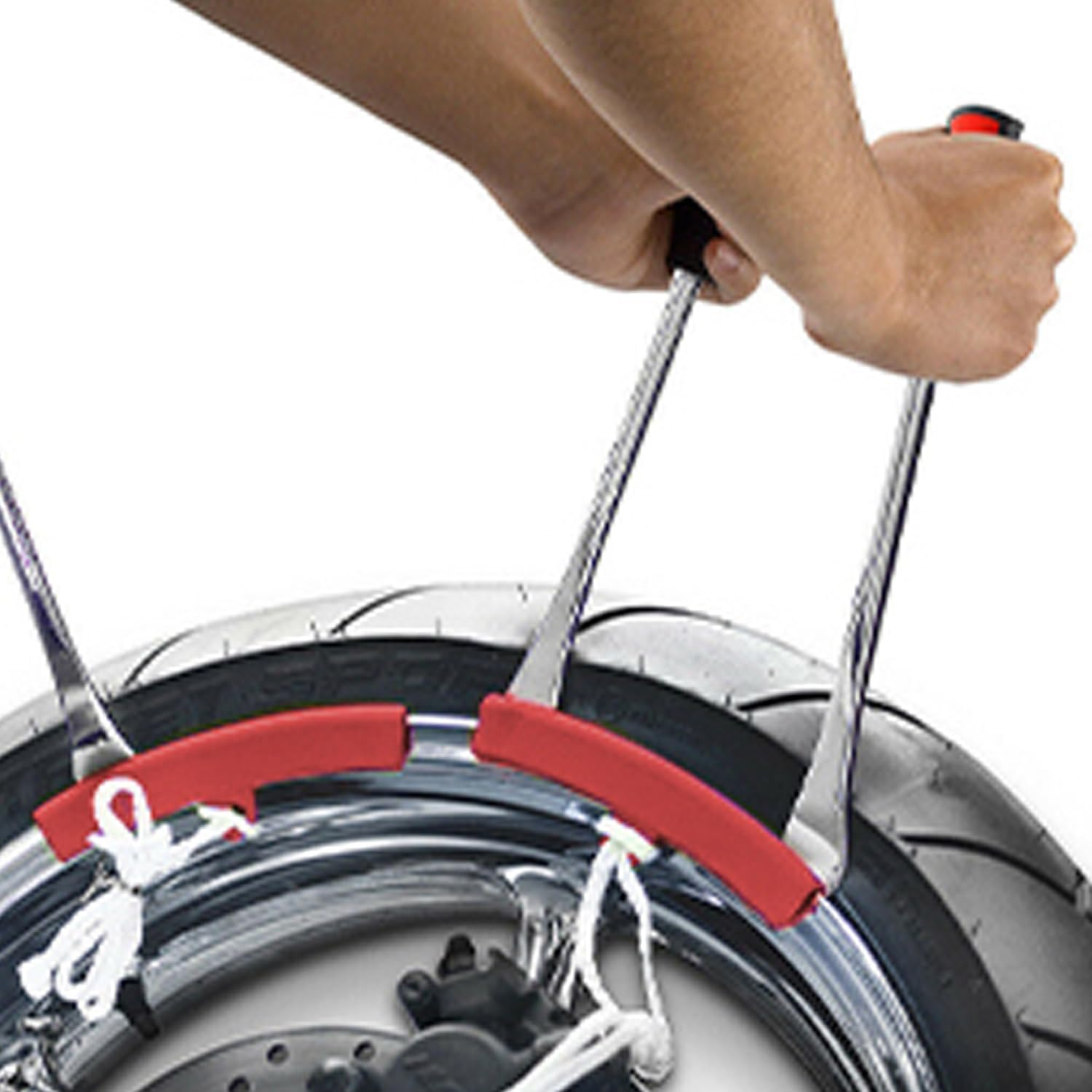 Steel Tire Spoons Tool Set for Bike and Motorcycle, 3 Tire Spoons, 3 Rim Protectors, Valve Tool, Valve Cores, Motorcycle Bike Tire Lever image number 2