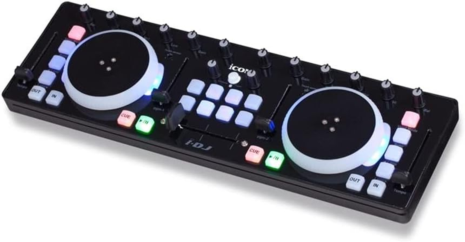Icon I-Dj Mini USB MIDI-/DJ- Controller with Touch Sensitive Scratch Wheels, Black