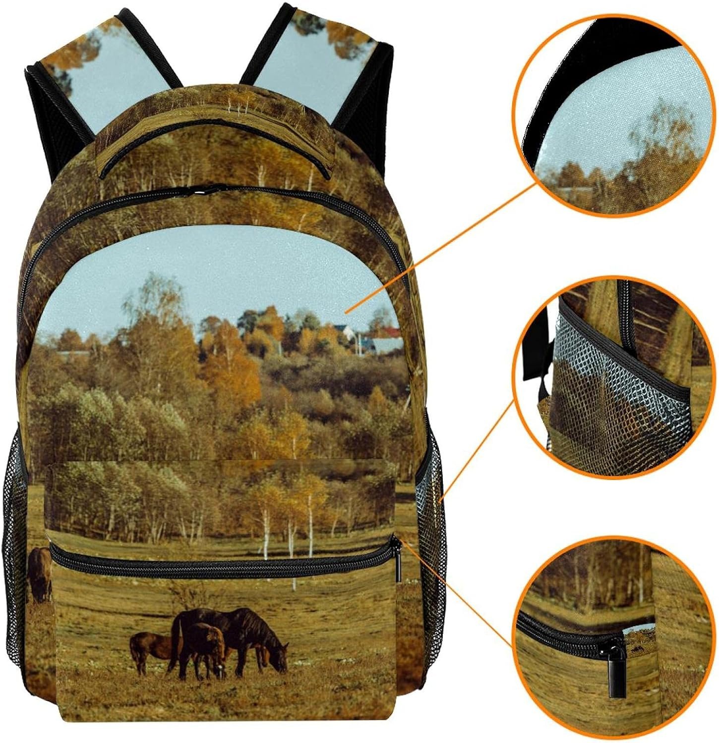 Horse Walking Backpack Students Shoulder Bags Travel Bag College School Tote Backpacks image number 4