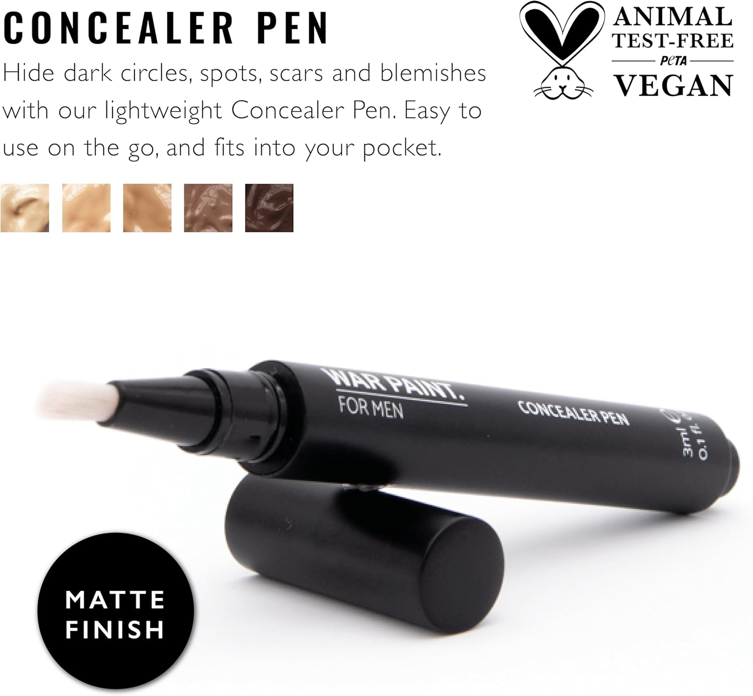 War Paint Concealer Pen for Men, Tan, 3 Ml image number 4