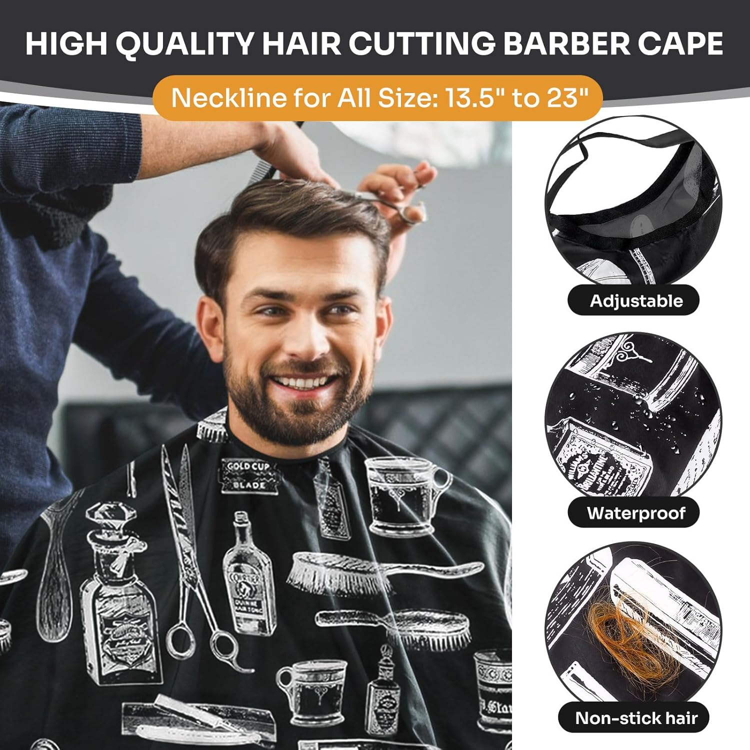 13Pcs Hair Cutting Cape with Neck Duster Brush Adjustable Extra Long Haircut Barber Cape 63" X 55" Profesional Barber Accessories for Men/Adults/Barber/Salon/Home/Women/Kids image number 3