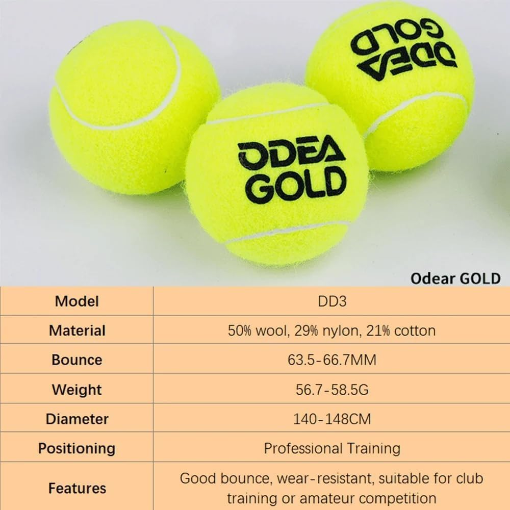 Odea Gold Professional Training Tennis Balls - Durable High Rebound 140-148CM, ITF Approved image number 1
