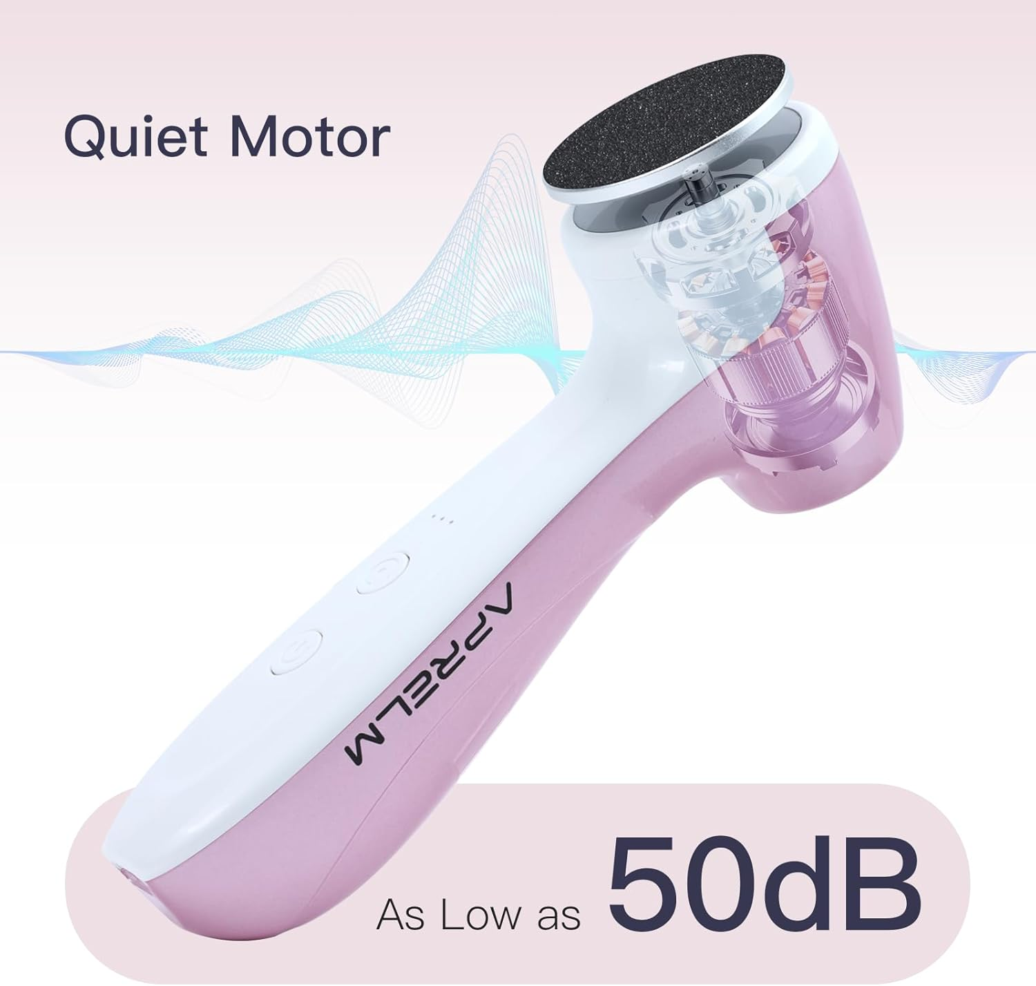 Aprelm Rechargeable Electric Foot Callus Remover with 3-Sizes 120Pcs Sandpaper Discs, Professional 1000RPM 3-Speed Control Electric Foot File (Pink) image number 6