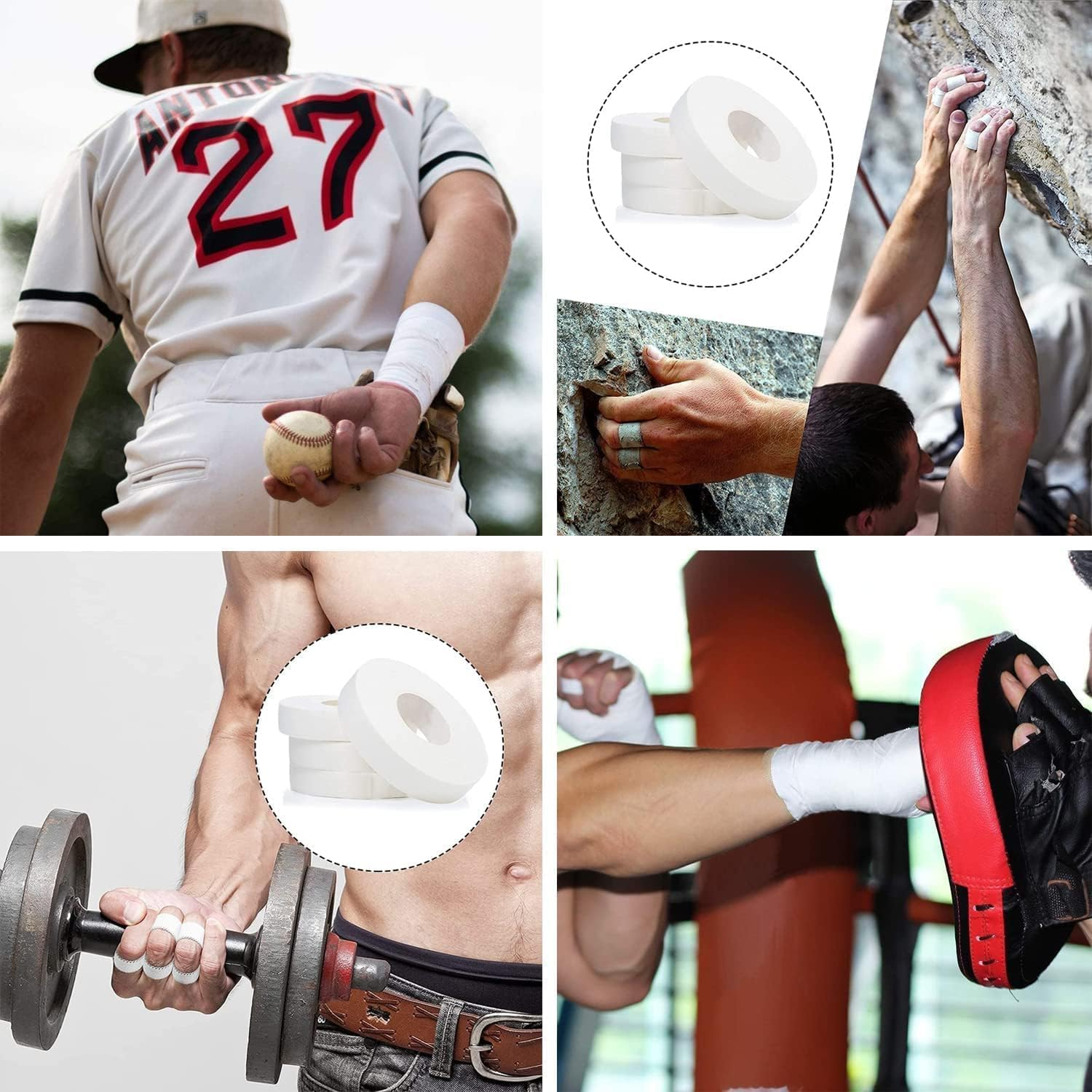 White Athletic Sports Wrap Tape Athletic Finger Tape Sports Tape, 6 Rolls White Athletic Finger Tape,Athletic Sport Wrap Finger Tape,White Athletic Sports Wrap Tape,Athletic Finger Tapes Sports Tape image number 1