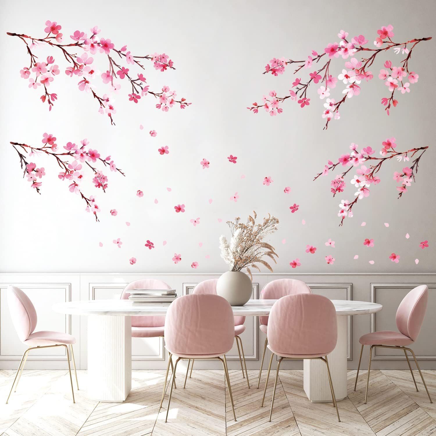 DECOWALL Cherry Blossom Tree Wall Stickers &ndash; Pink Flower Branch & Petal Decals for Kids Bedroom, Nursery, or Living Room Decor (DS12-2003P1903)