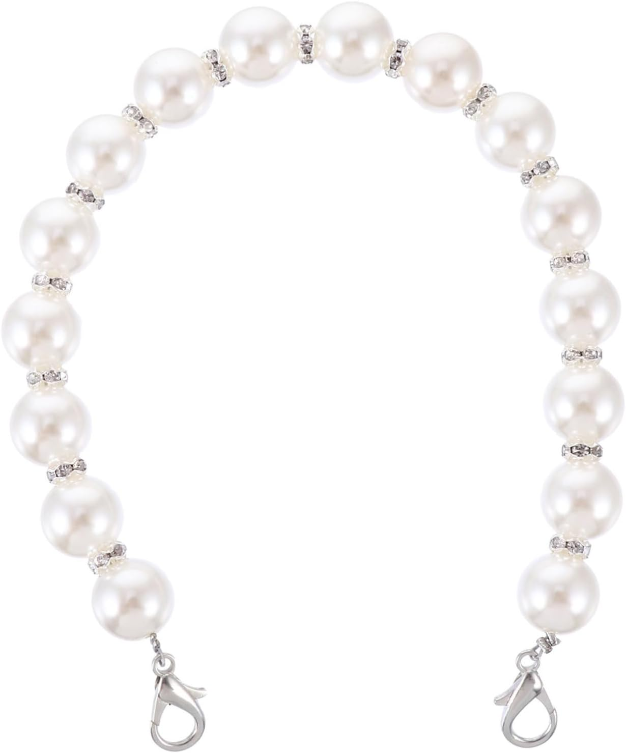 LALAFINA 2Pcs Pearl Bag Chain Replacement Pearl Handbag Chains for Purse Strap Travel Handbag Luggage Strap Use