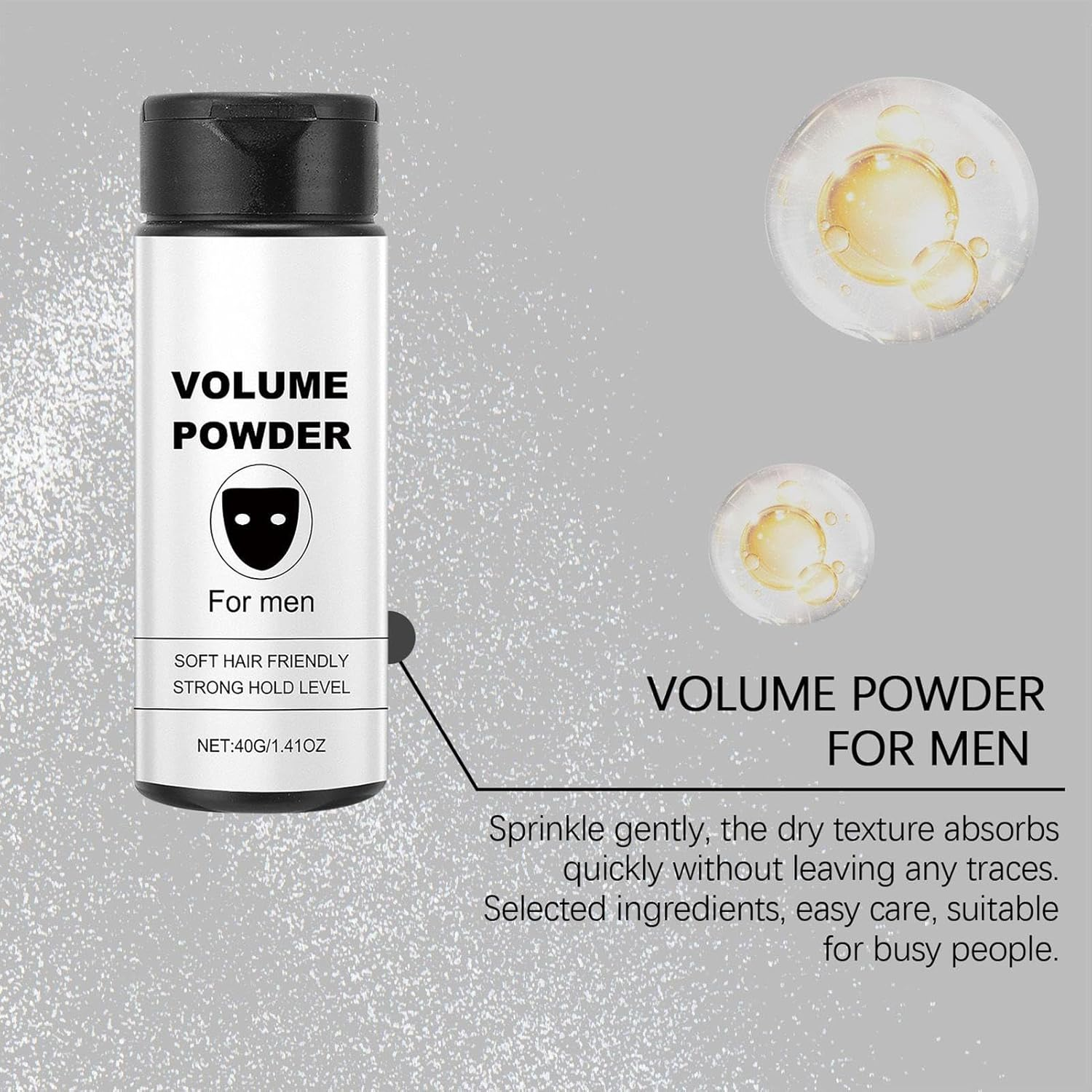 Texture Powder, Hair Powder for Men, Blackmasks Texture Powders Natural Look Easy to Apply Mens Styling Powders | Portable Hairstyle Volume Grooming Products for Business Trips, Appointments