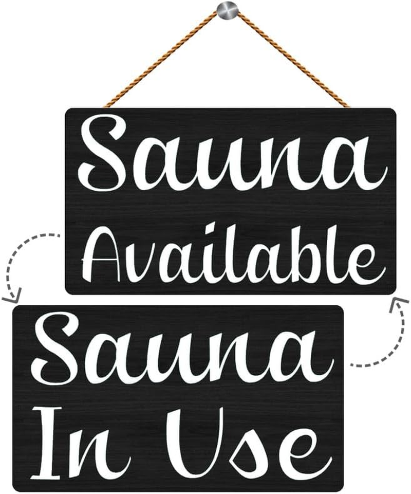 Fzu Sauna Available Hanger Sign, Sauna in Use Sign Double Sided Sign for Business Office Therapist Clinic Treatment 12X6 Inches Wooden Hanging Plaque