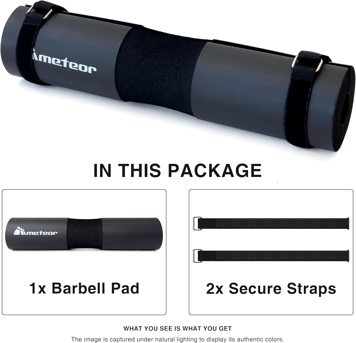 METEOR Barbell Pad Shoulder Pad Hip Thrust Pad for Squats, Lunges &ndash; Neck Shoulder Pressure Relief, Lower Back Support &ndash; Fits Standard & Olympic Barbells with Safety Strap - Blue image number 4