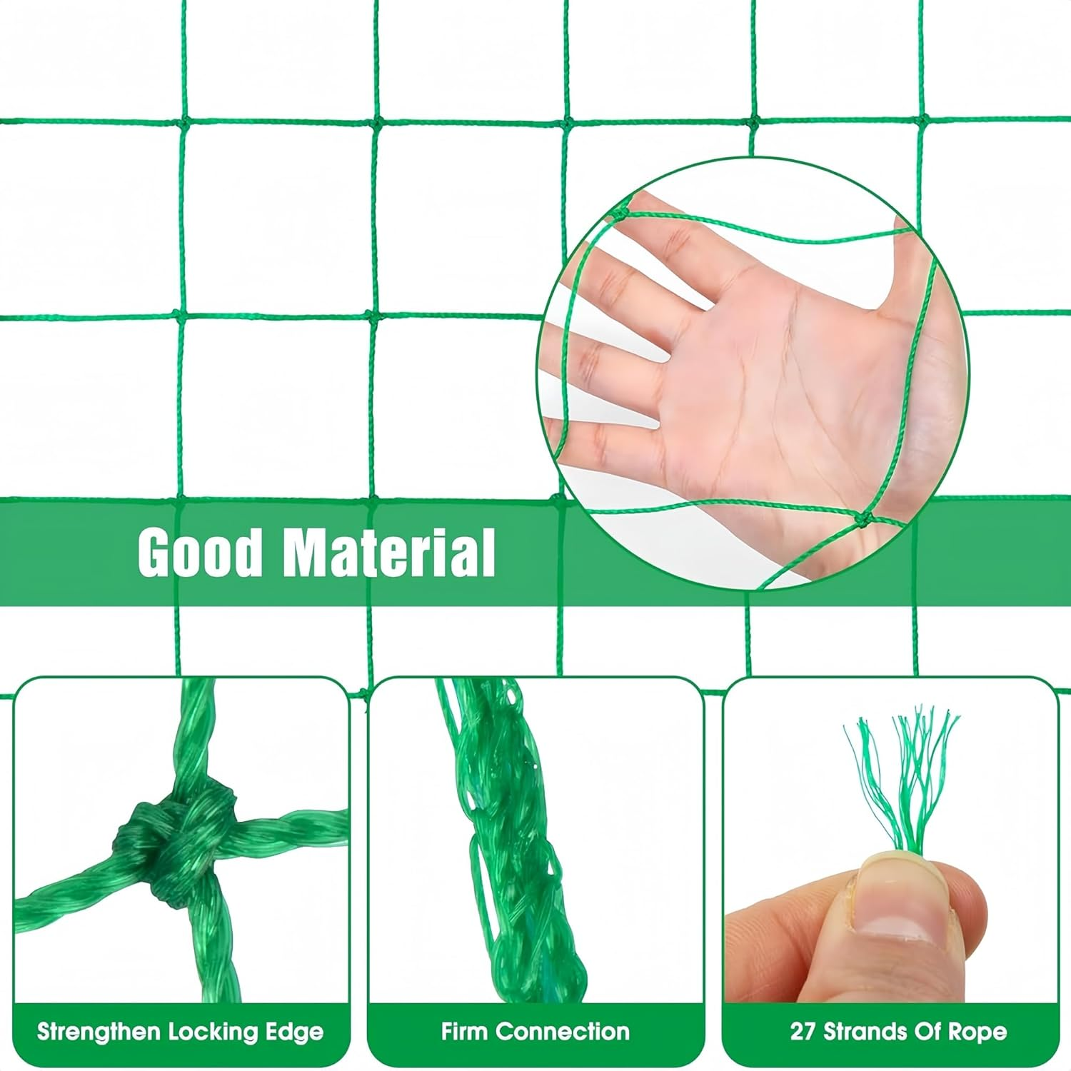 Trellis Netting for Climbing Plants,Heavy Duty 6.6X16.4Ft Garden Trellis Net - 27 Strands & 4X4In Mesh for Cucumbers, Vines, Tomatoes, Fruits & Vegetables | Durable Support for Climbing/Vining Plants image number 5