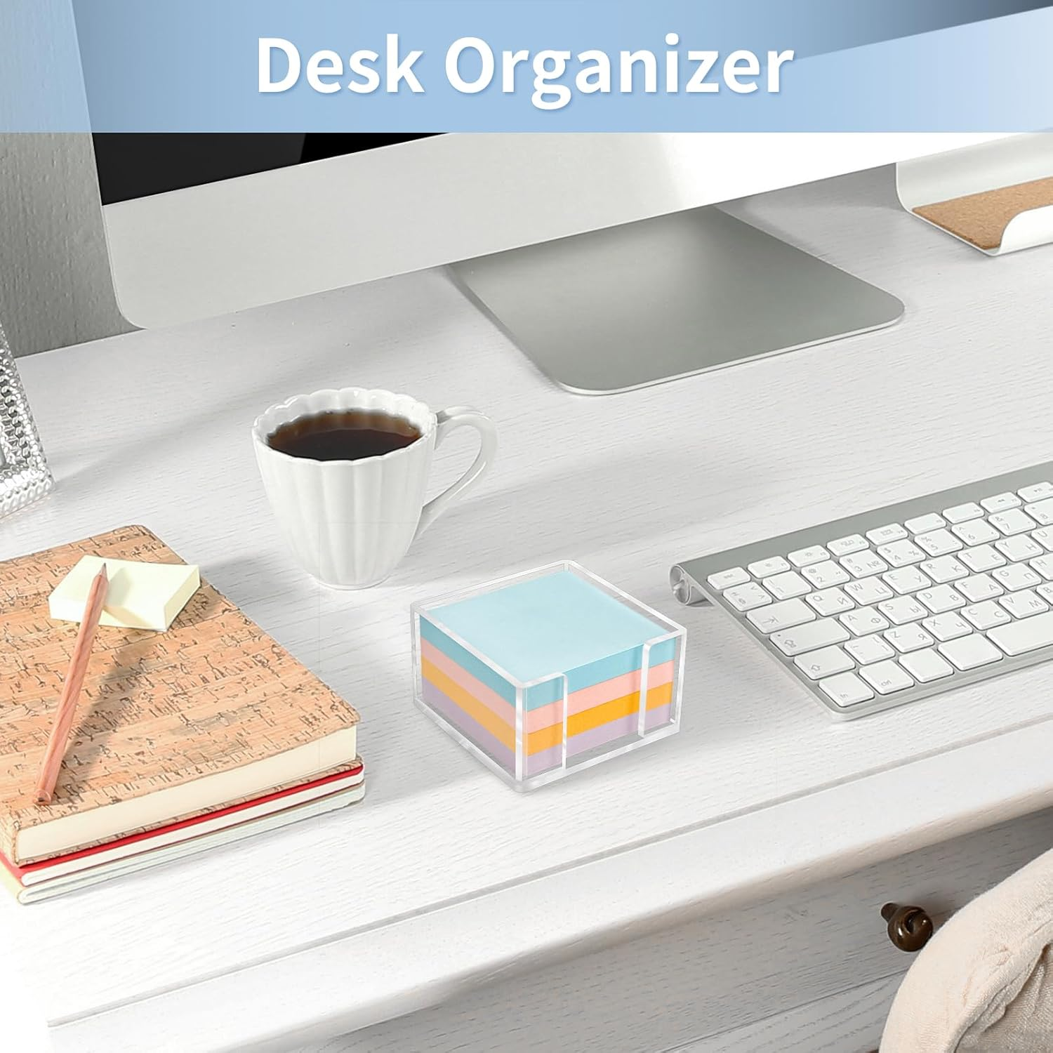 Acrylic Sticky Note Holder, 3 X 3 Crystal Clear Sticky Note Dispenser Acrylic Notepad Holder for School Home Office Desk Organization image number 6