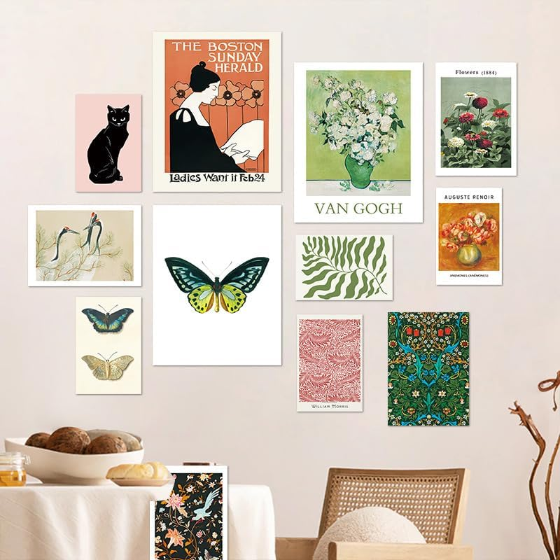 ZIENVE Eclectic Wall Decor Posters, Retro Maximalist Home Decor Aesthetic Vintage, Modern Colorful Boho Gallery Wall Art Prints for Bedroom Dorm, Unframed image number 3