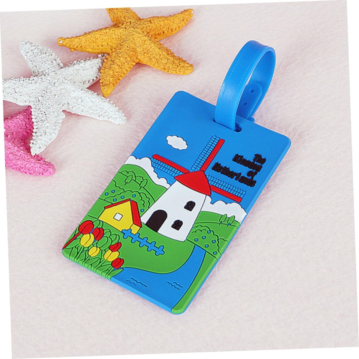 NOLITOY 15Pcs PVC Illustration Pattern Luggage Tag Luggage Id Tag Leather Case Creative Baggage Card for Suitcase Backpacks Travel Gear Random Style image number 3