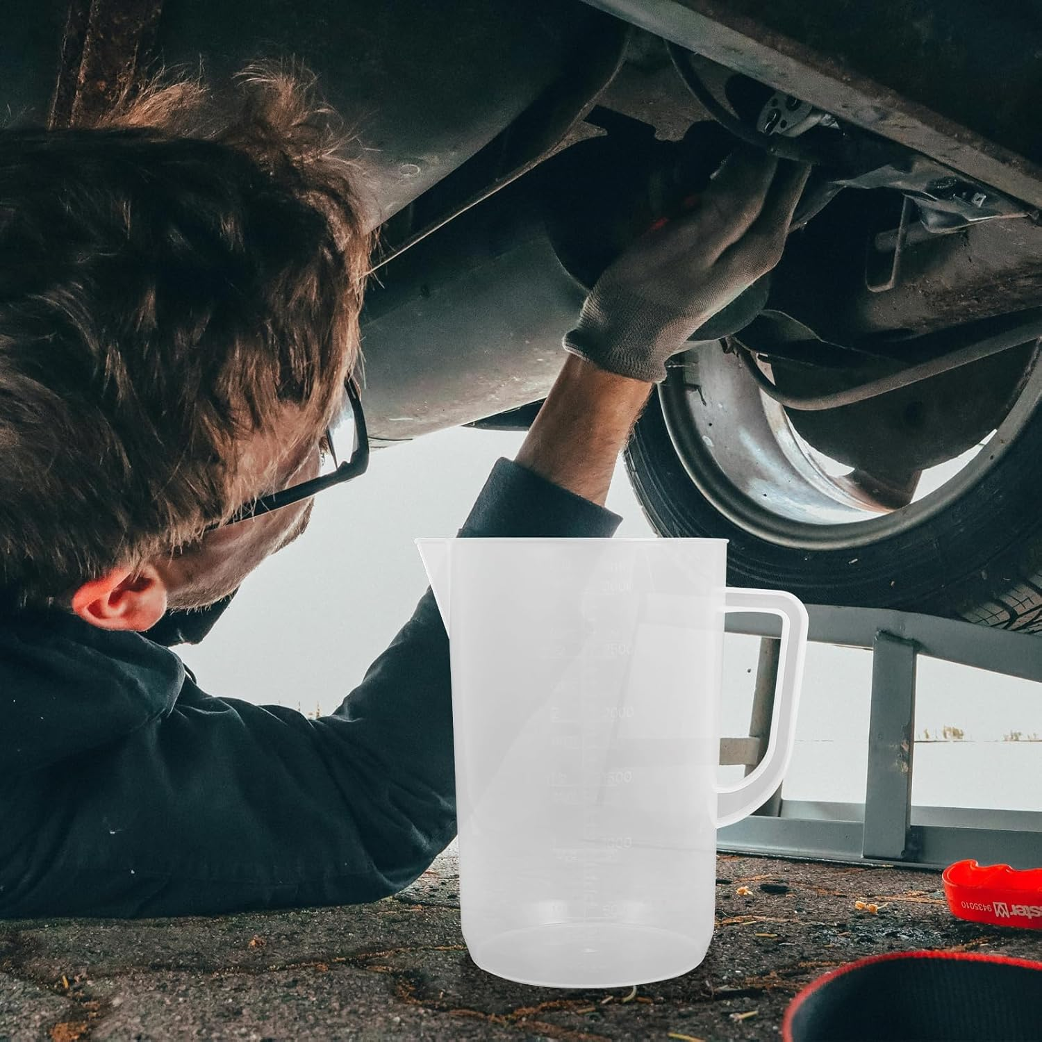 PRETYZOOM 3L Plastic Measuring Cup, Graduated Measuring Mixing Pitcher with Handle and Spout Mouth, Multipurpose Oil Food Liquid Measuring Pitcher image number 3