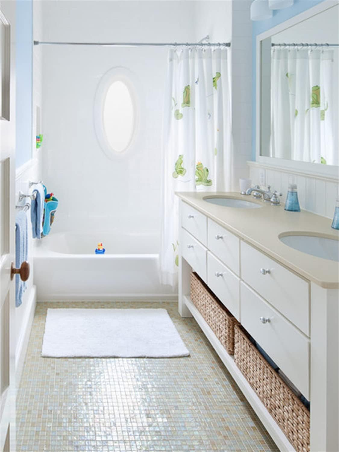 Non Slip Shower Mat, Mold Free Bath Mat with Water Drains - Comfort and Stability for Shower, Tub, Bathroom, by the Pool, Wet Indoor-Outdoor Areas (37X67Cm, White) image number 1