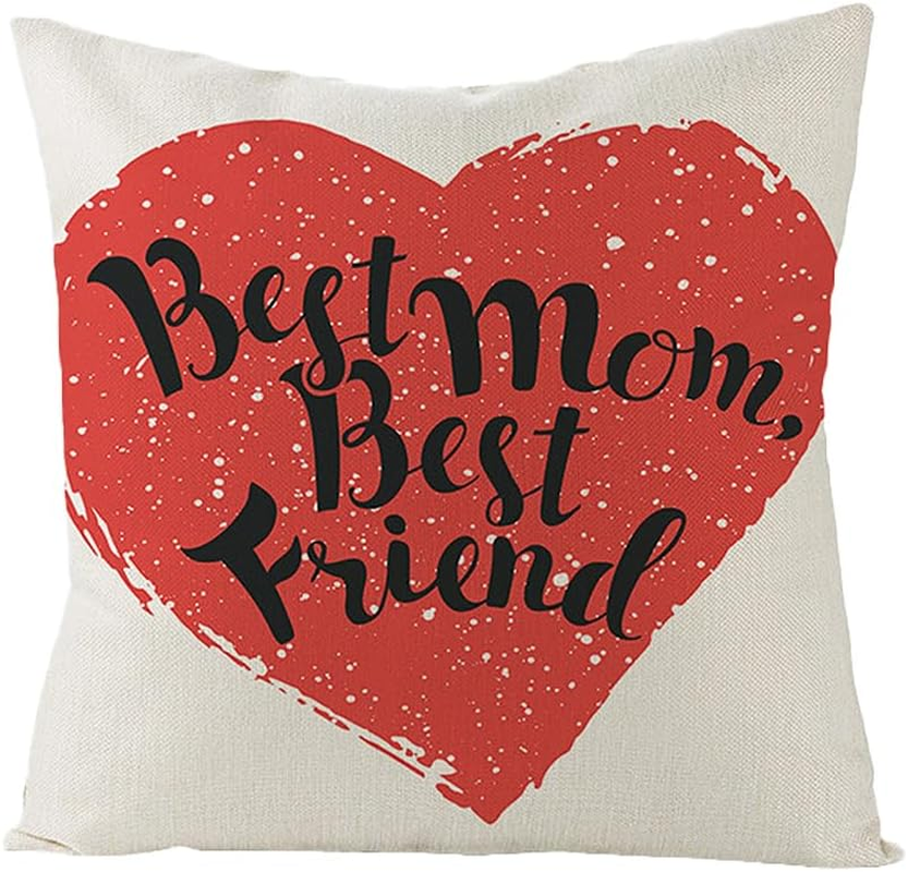 Best Mom Best Friend Pillow Covers Gifts for Mom Mommy Birthday Christmas Mother&rsquo;S Day Gifts for Friends 18 * 18 Pillowcase Cushion Cover for Sofa Bed Couch Living Room House Decors
