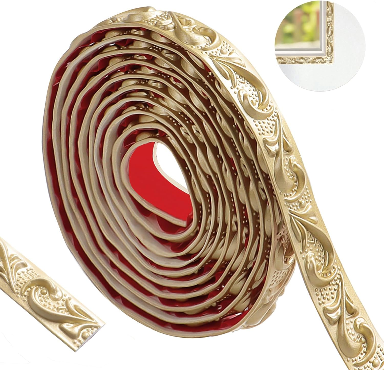 600Cm Flexible Coving for Ceilings- Self Adhesive Wallpaper Border, Waterproof Moulding Trim 3D Vintage Pattern, Peel and Stick Wall Border for Home Decoration（Black with Gold-2Cm）