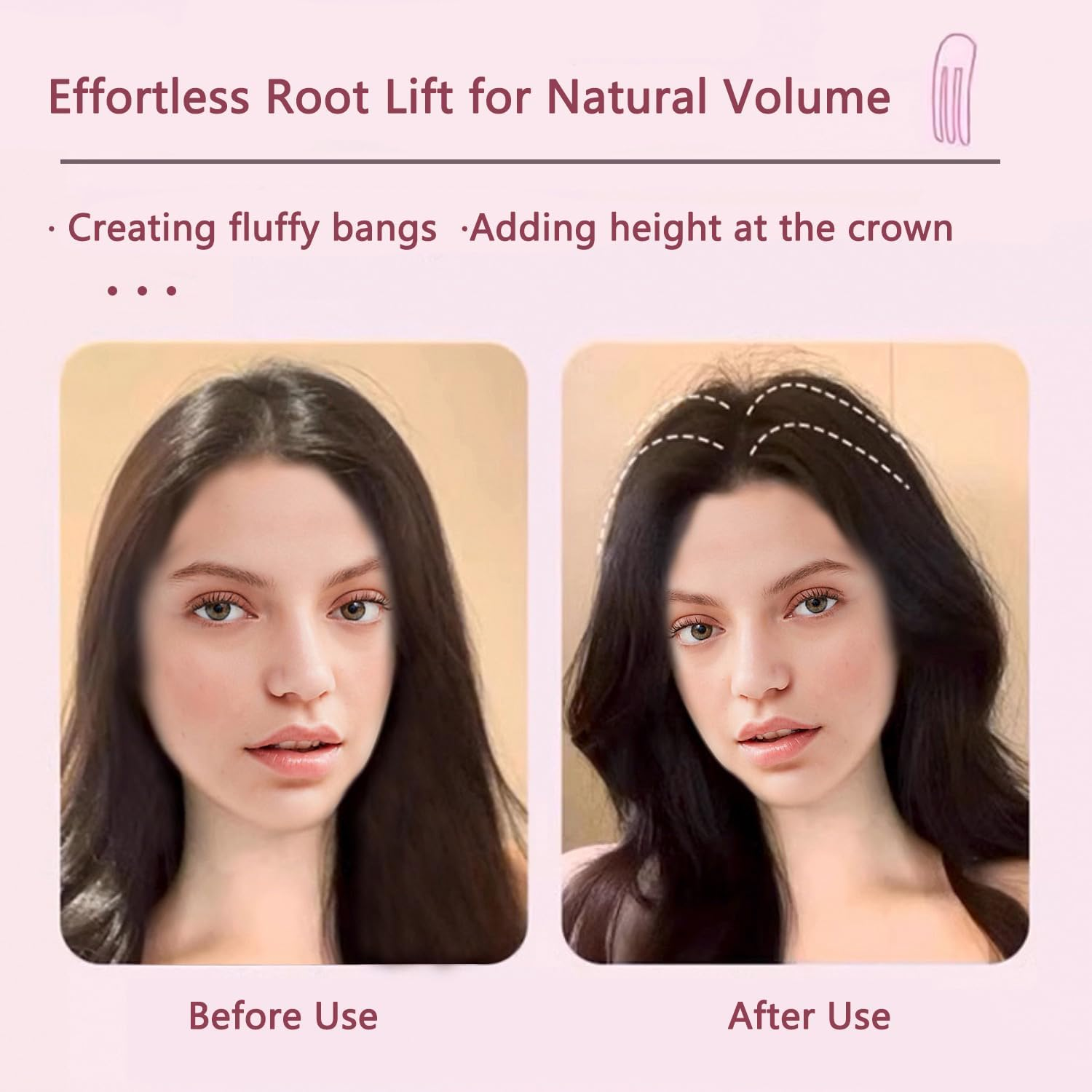 Hair Volume Clip 2 Pack for Fluffy Hairstyles, No-Crease Hair Volumizing Clip Comb, Root Lifting Volume Booster Tool for Full, High Crown Look, Ideal for Blow-Dry Styling for Men & Women image number 2