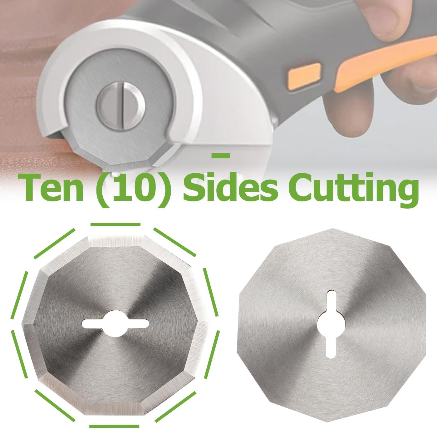 Bestgle 3 Pcs Replacement Rotary Cutter Blades Compatible with Worx WX082L 4V Zipsnip Cordless Electric Scissors, 10 Sides Cutting Rotary Knife Blade Refill for Fabric Cutting Quilting Sewing Tool image number 1