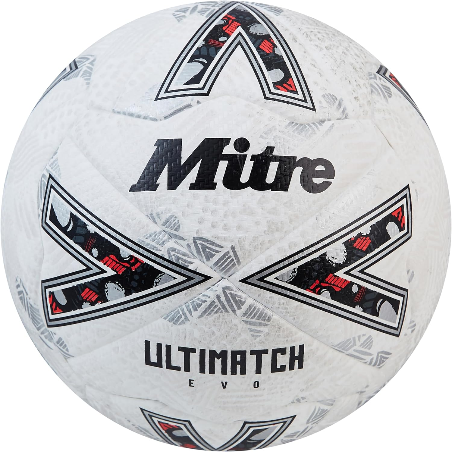 Mitre Ultimatch One Football Enhanced Control Extra Durability Extra Accuracy Ball White Blood Orange Pitch Green Black