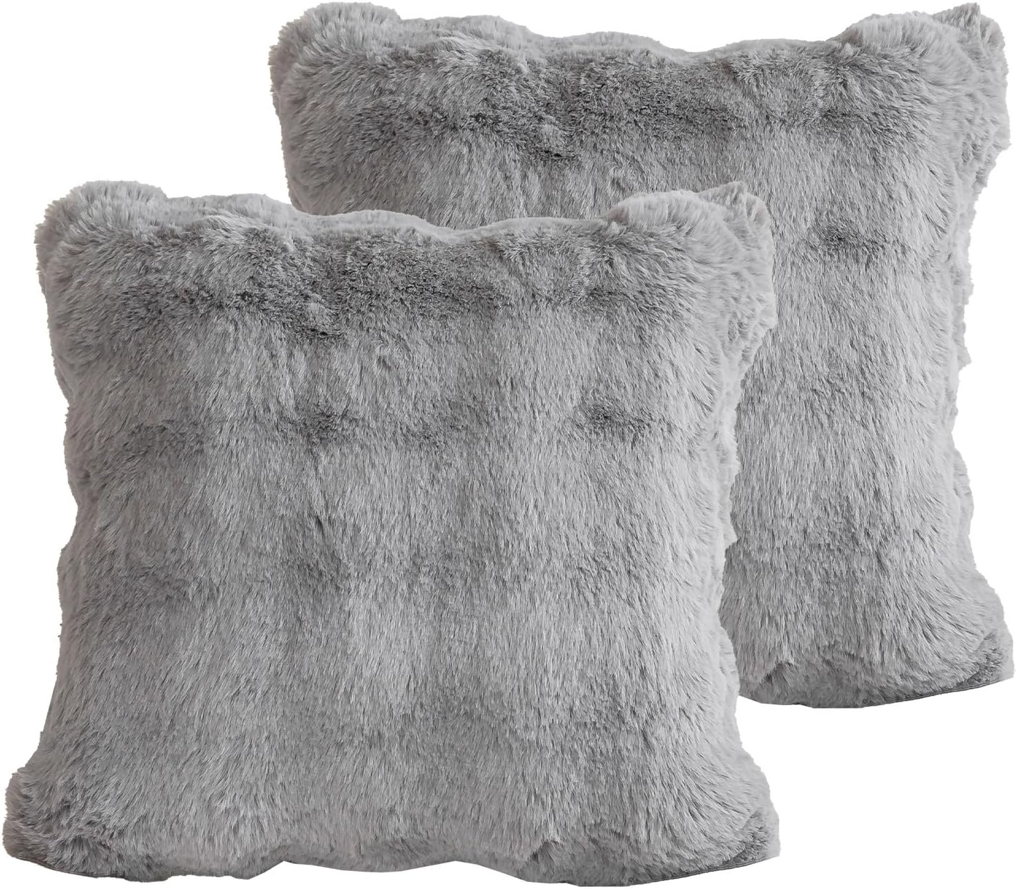 Set of 2 Decorative Throw Pillow Covers 45X45Cm, Khaki Fluffy Pillow Case Luxury Faux Fur Square Sofa Cushion Covers for Sofa Couch Living Room Bedroom House Decor image number 6
