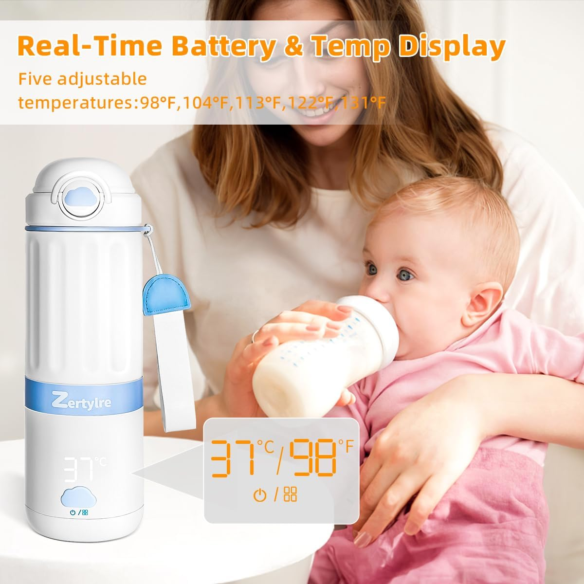 Portable Milk Warmer for Travel,2.5 Min Fast Heating for Breast Milk and Formula, Portable Bottle Warmer with 13500Mah Long Battery, 17Oz Large Capacity, Fast Charging Baby Bottle Warmer image number 5