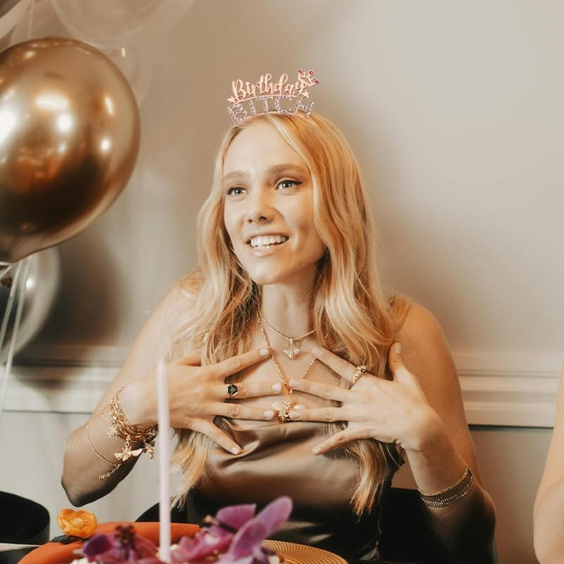 Happy Birthday Headbands for Women Girls Birthday Party Hair Accessories for Teen Girls Girlfriend Wife Birthday Gifts for Besties Soul Sisters Birthday Bday Presents for Her Crown Rhinestone Hairhoop