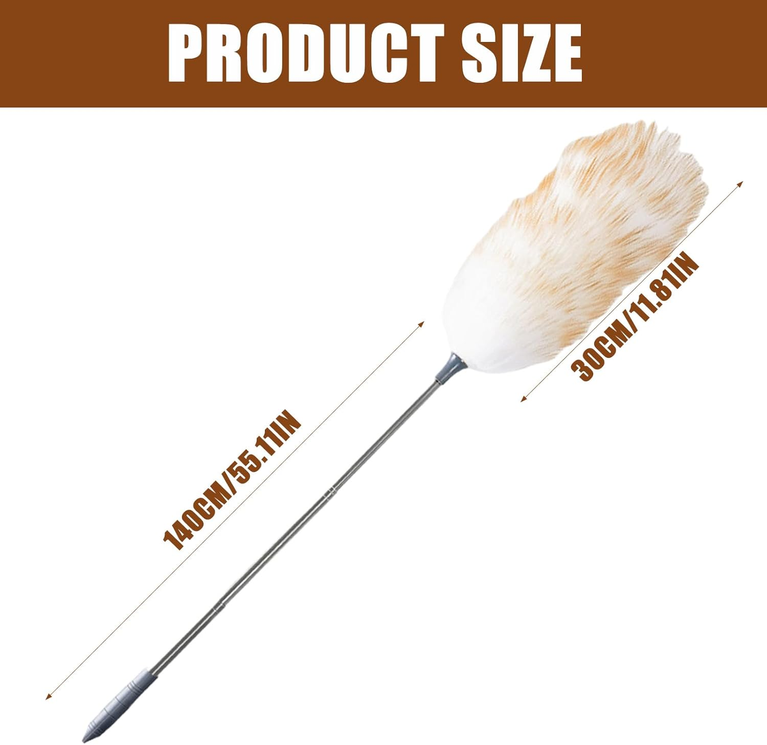 Lambswool Duster Telescopic Washable, 140 Cm Lambswool Duster Electrostatic Dust Absorption for Ceilings High Surfaces, Ceiling Fans and Sensitive Facilities, Car, Office Cleaning image number 6