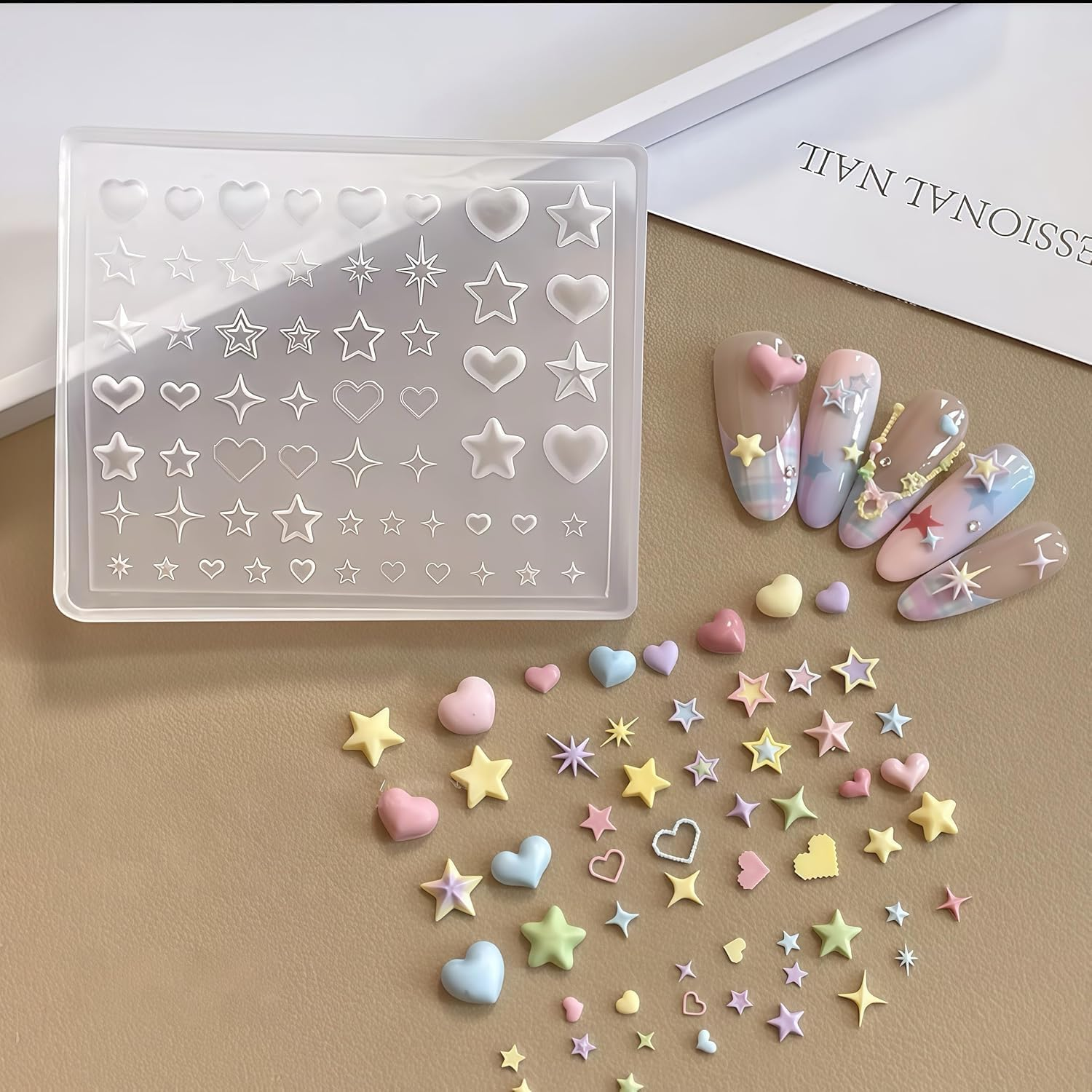 Nail Silicone Mold,Manicure Art Mould | Silicone Molds for 3D Stars Themed Accessories Jewelry Making Epoxy Resin Decoration for Salon and Home image number 2