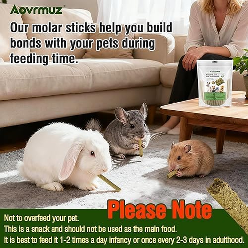 Aovrmuz Rabbits Timothy Hay Chew Sticks 200G Treats Toy for Bunny-Golden Hamsters-Guinea-Pigs-Small Animal Natural Healthy