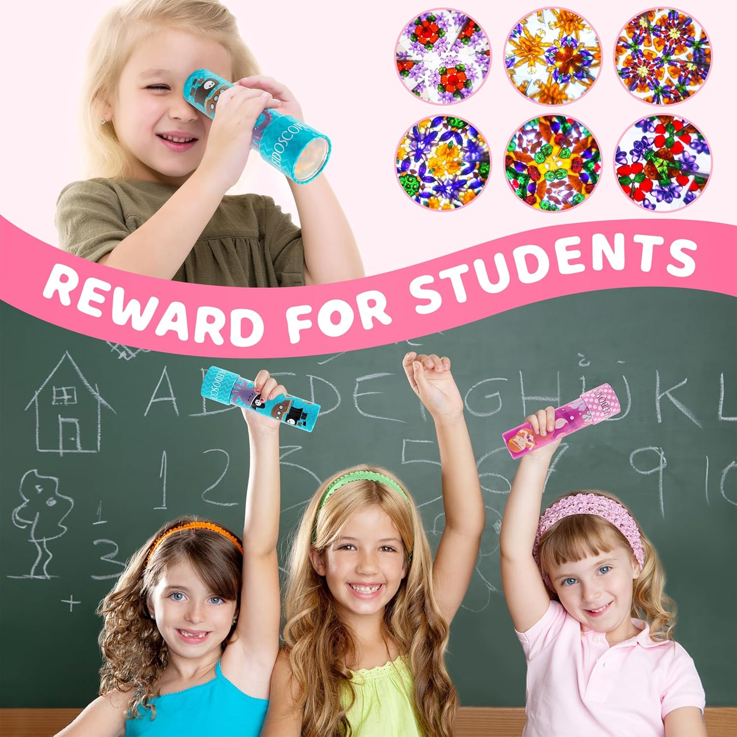 D-Fantix Classic Tin Kaleidoscope for Kids, 2 Pack Retro Toys - Educational Toys with Metal Body. Girl Birthday Party Favors Decorations image number 5