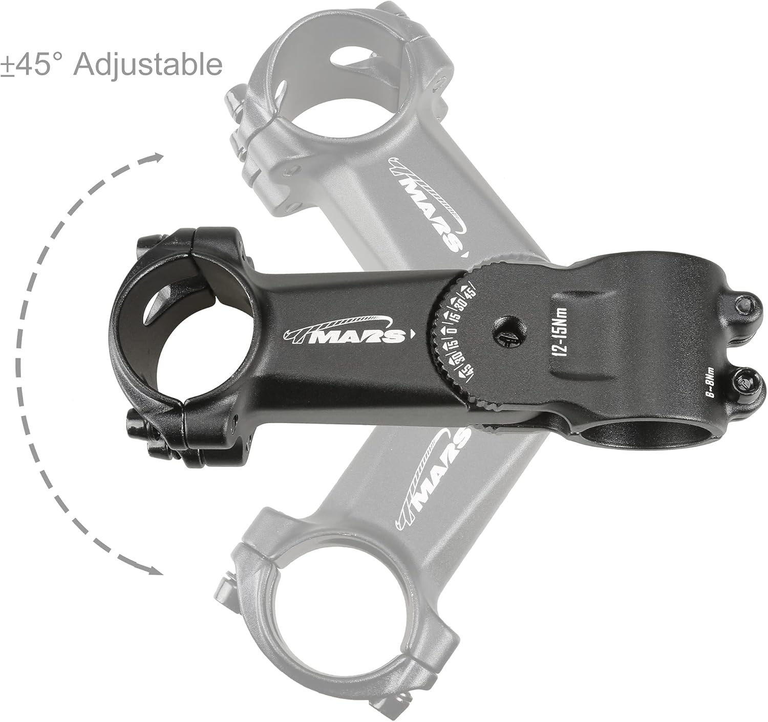 Cyclingdeal MTB Stem 31.8 100Mm 0-45 Degree Adjustable Bike Stem Mountain Bike Stem Short Handlebar Stem for Bicycle, Road Bike, MTB, BMX, Cycling (Aluminum Alloy, Lightweight, Black) image number 2