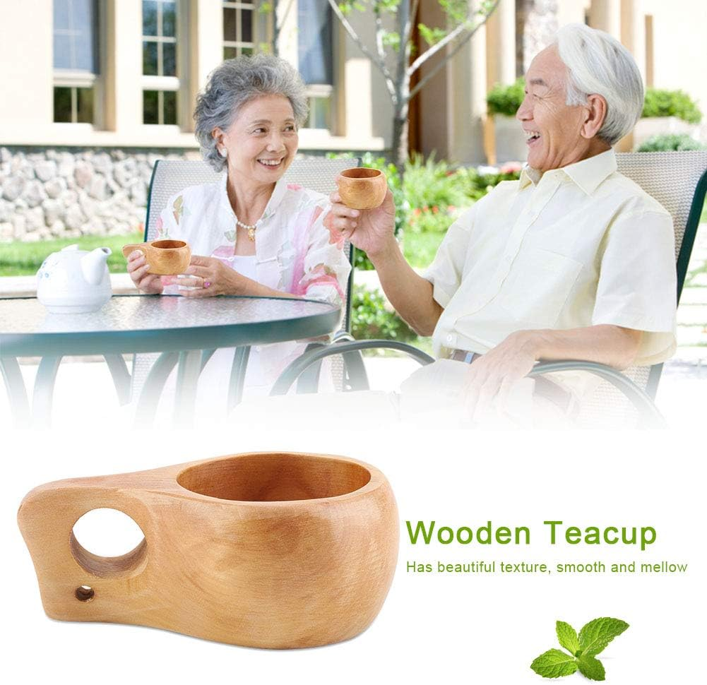 Wooden Tea Cups, Portable Wooden Coffee Cups, Wooden Cups with Handles, Suitable for Outdoor Cam, Adventure, Hiking(Single Hole) image number 1
