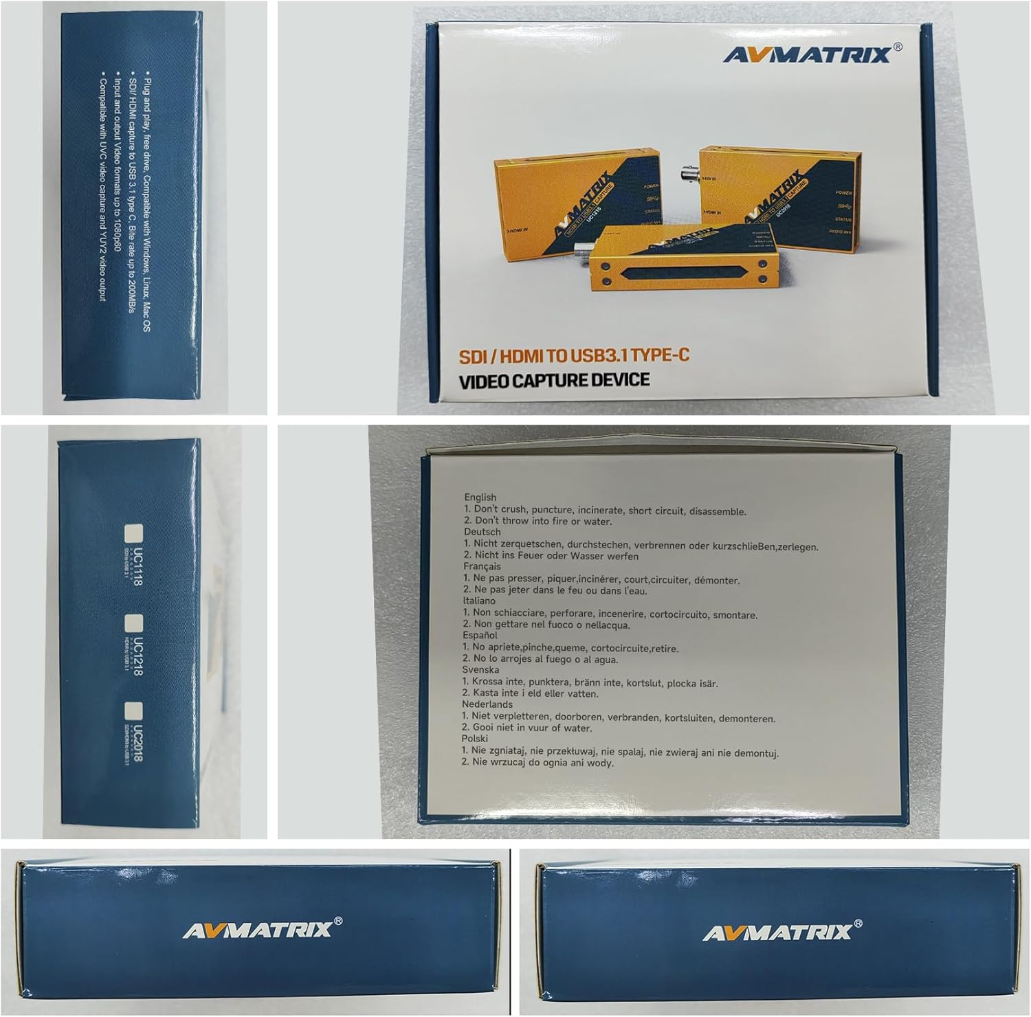 Avmatrix UC1218 Game SDI/HDMI to USB3.1 Gen1 (USB3.0) Capture Cam Link Card 1080P 60Fps Live Streaming (UC1218)