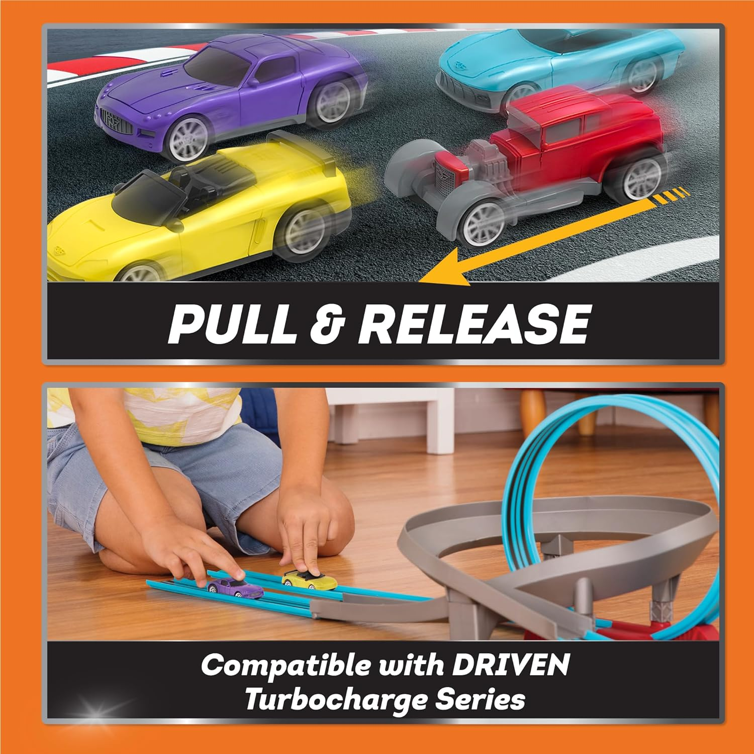 Driven by Battat &ndash; Turbocharge Pullback Vehicles &ndash; Toy Set with 4 Cars &ndash; Race Car Toys and Playsets for Kids &ndash; Toy Pull-Back Cars &ndash; 3 Years + &ndash; Turbocharge - Race Cars (4 Pack) image number 3