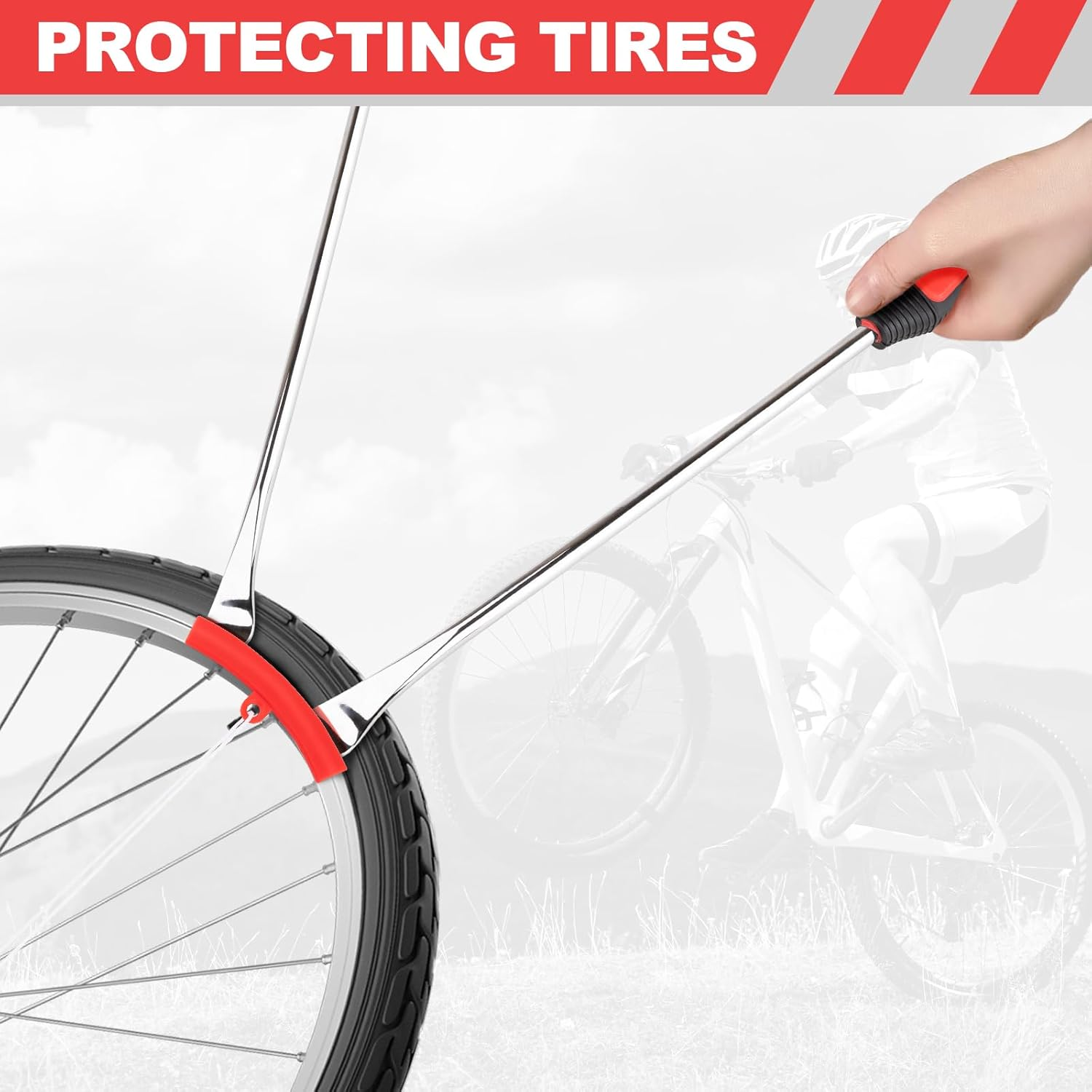 15" Tire Spoons Kit, Tire Changing Tool for Motorcycles, Dirt Bikes, Lawn Mowers and More, 29PCS Tire Removal Tool Set, with Tire Spoon, Rim Protector, Valve Tool, Valve Cover and Valve Core