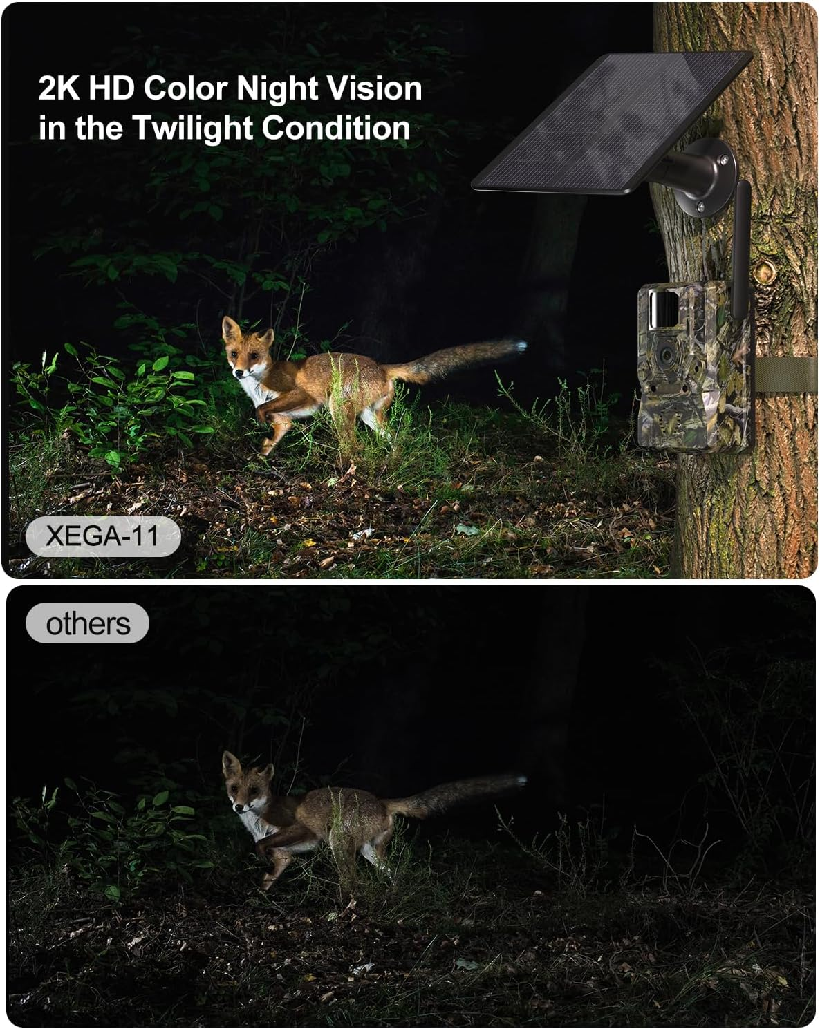 Xega 4G SIM Card Solar Wildlife Camera with Live Feed, 2K GPS No Glow 940Nm Night Vision Trail Trap Hunting Cam, 7800Mah Motion Detection APP Instant Alarm Spotlight Siren Alert, Cloud/Tf Storage,Ip66 image number 6