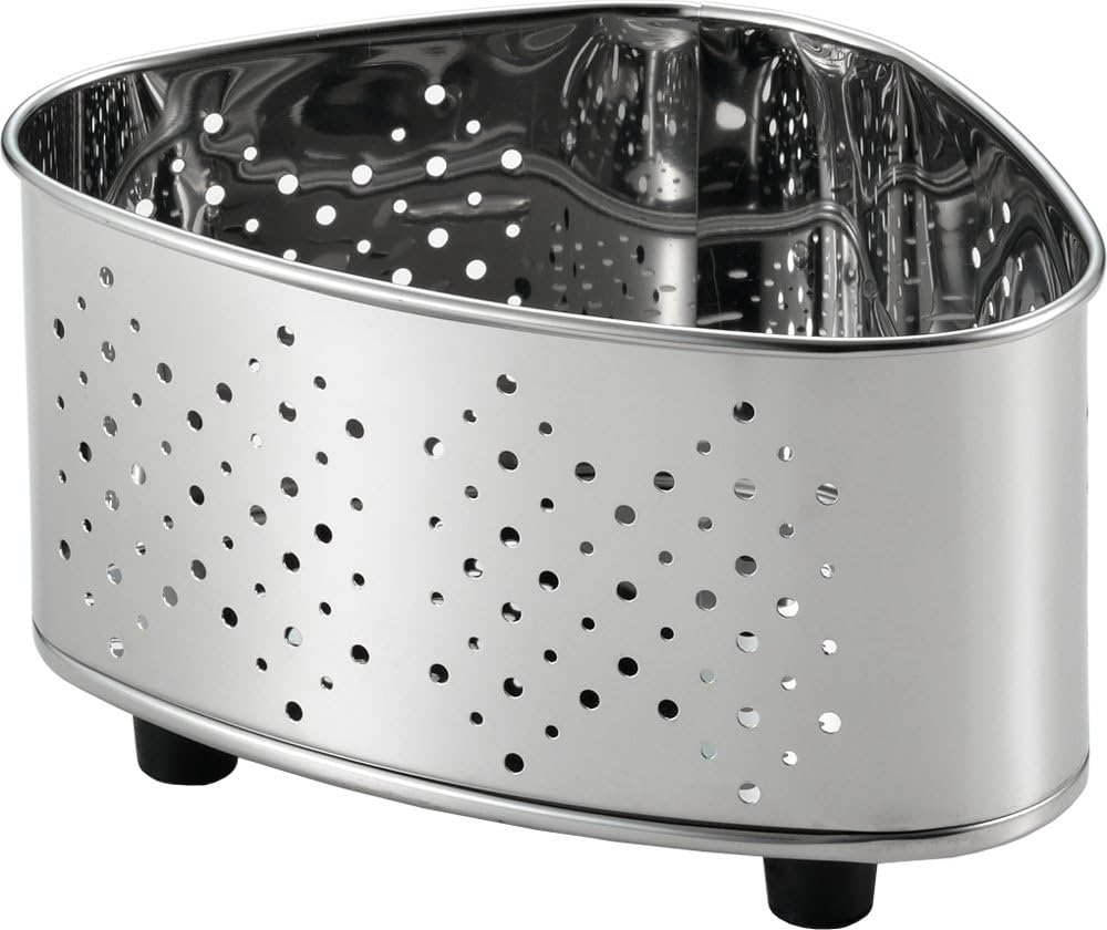 Yoshikawa SJ2430 Triangle Corner with Lid, Punching, Stainless Steel, Silver, Total Width 7.0 X Depth 4.9 X Height 4.2 Inches (17.9 X 12.4 X 10.8 Cm), Swiss Made in Japan