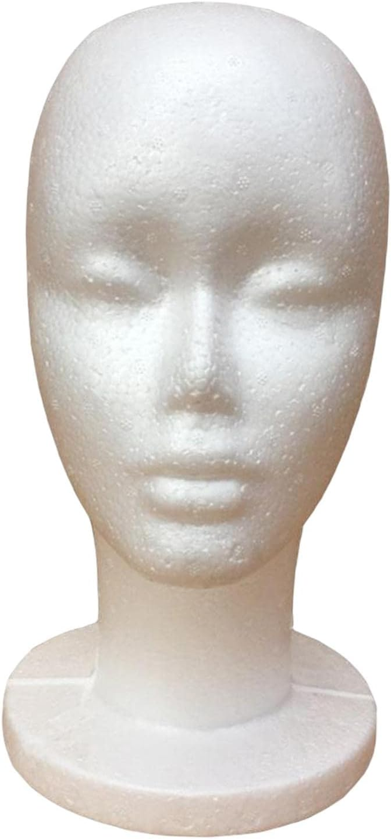 Eigell Female Foam Mannequin Head Mode,L Foam Mannequin Wig Stand, White Display Wigs Hats Hairpieces Stand, Manikin Foam Head image number 2