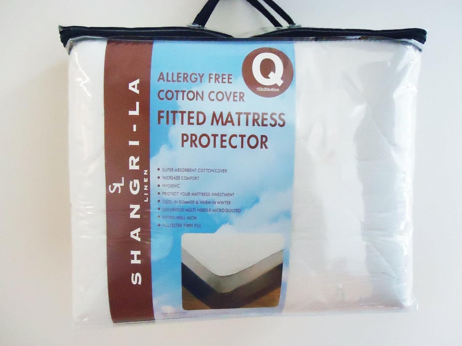 Shangri-La Polycotton Fitted Mattress Protector, Single