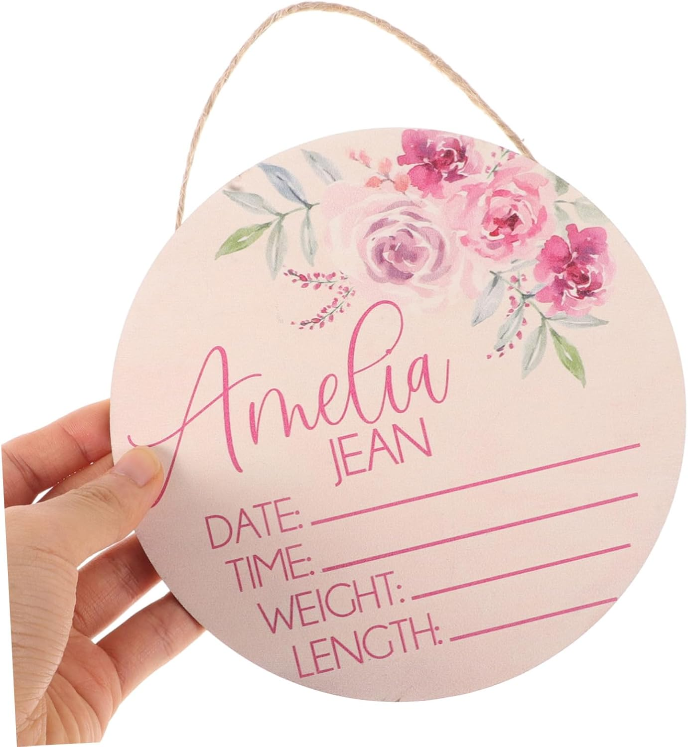 2Pcs Wooden Newborn Name Announcement Sign Nursery Decor for Shower Birth Announcement Name Plaque