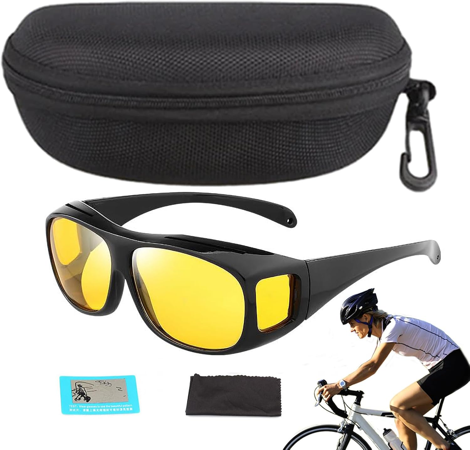 Night Driving Glasses - Polarised Visual Corn Army with Glossy, Yellow Tinted Colours Fit over , Reinforced Clarity Lenses for Roads, Men Women Comfort Design image number 4