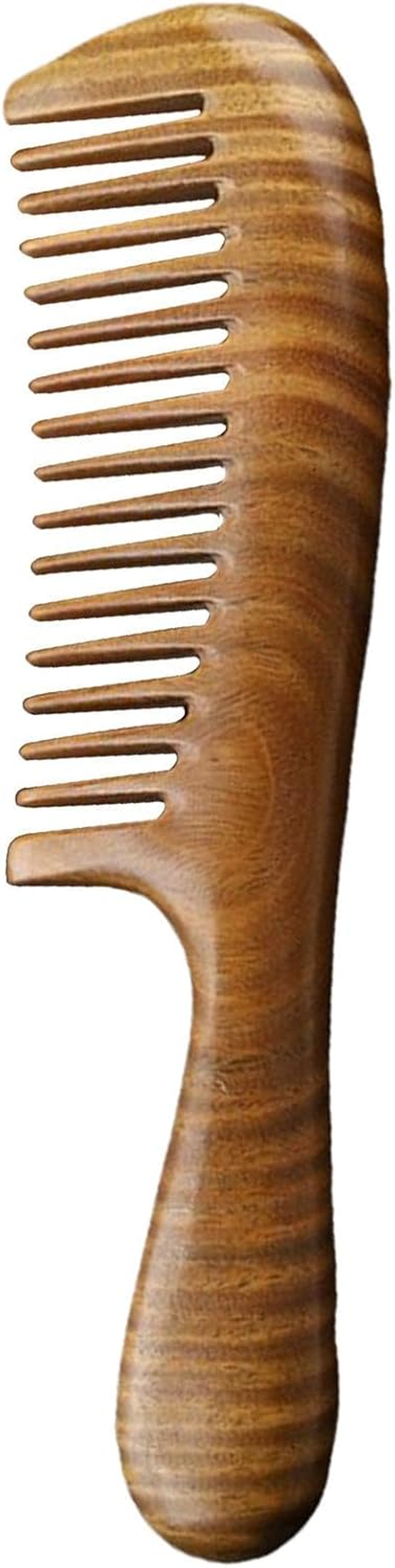 Wooden Comb, Walnut Wood Hair Comb, Sandalwood Detangling Comb, Hair Styling Tools, Scalp Massager Comb, Curly Hair Detangler, Wavy Hair Comb, Long Hair Styling Tools, Natural Wood Hair Accessories image number 2