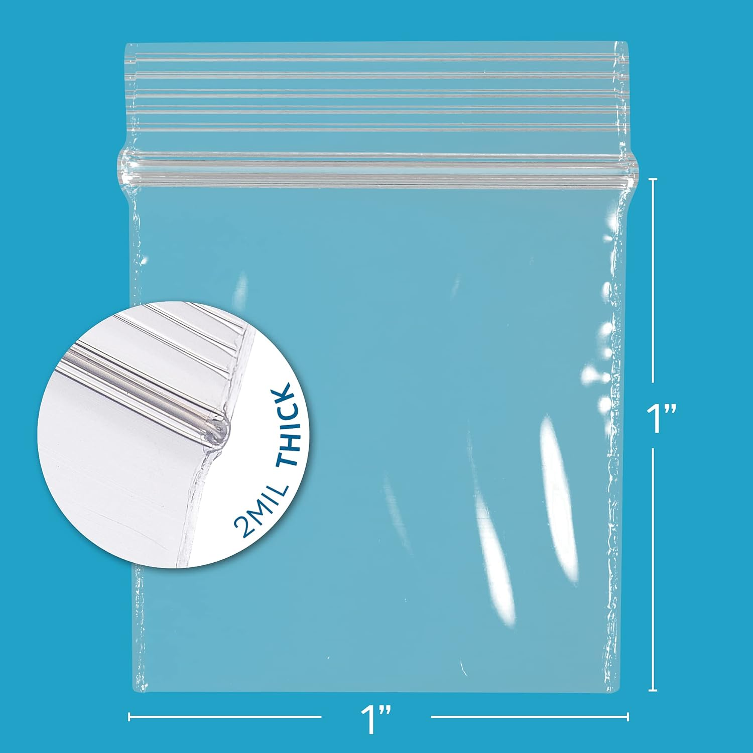 GPI Pack of 100-1" X 1" 2.5 Mil Thick, Clear Plastic Jewelry Zip Bags, RECLOSABLE Strong Poly Baggies with Resealable Zip Top Lock for Pills, Meds, Jewelry, Travel, Storage, Packaging & Shipping. image number 2