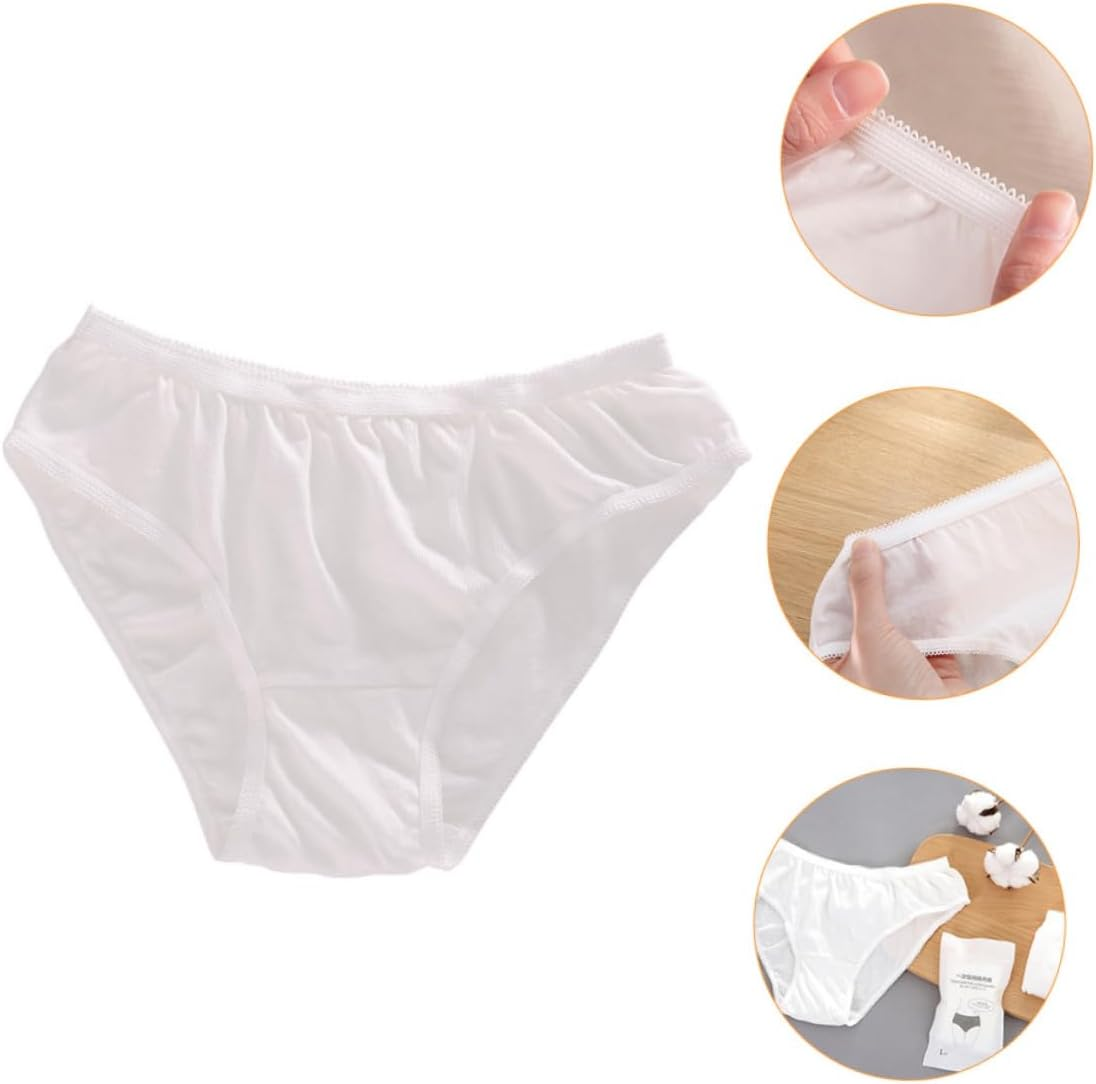 SAFIGLE 5Pcs Disposable Cotton Underwear for Women Lightweight Portable Breathable Briefs for Menstrual Postoperative Care and Travel Use XXL White image number 6