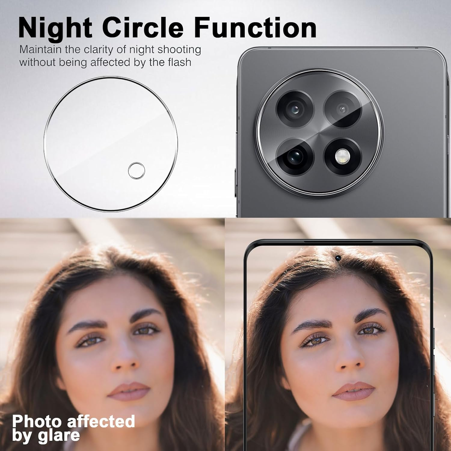 Pack of 2 + 2 Screen Protectors Compatible with Oneplus 13R 5G for Tempered Glass + Camera Protective Film, 9H Hardness HD Clear Film, Anti-Scratch, Anti-Fall Screen Protector image number 5