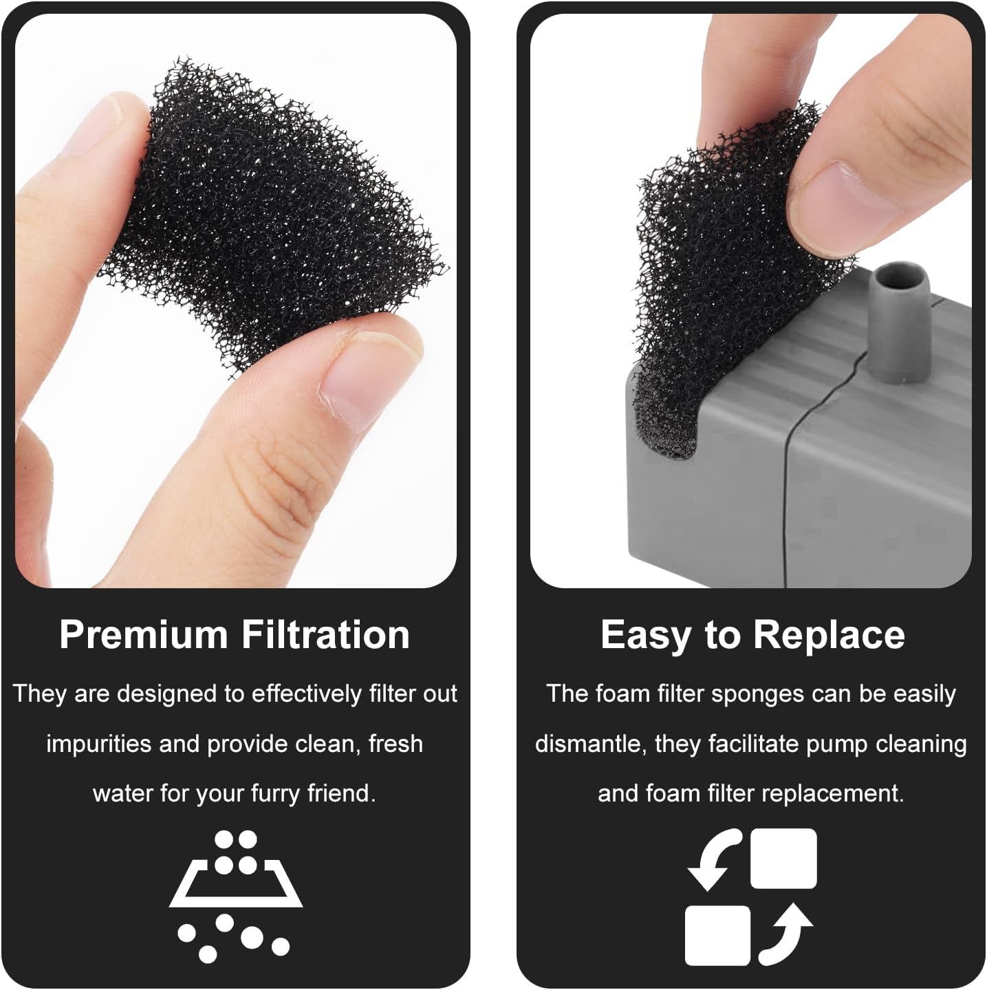 30Pcs Pet Fountain Replacement Filter, Cat Drink Water Filter Replace Foam Filter Pet Fountain Foam Filter Compatible with PETKIT Eversweet 3 Pro image number 1